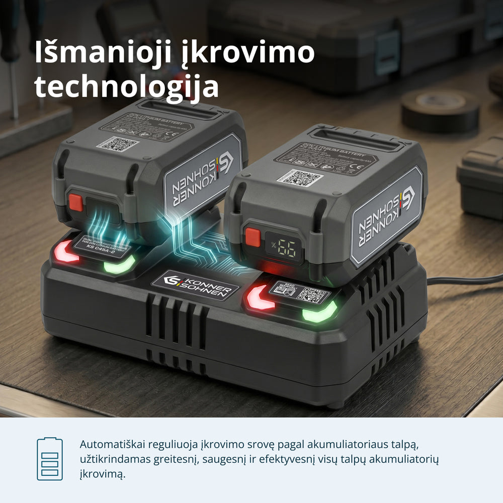Dvigubas įkroviklis įkraunamoms baterijoms 20V KS C45A-2