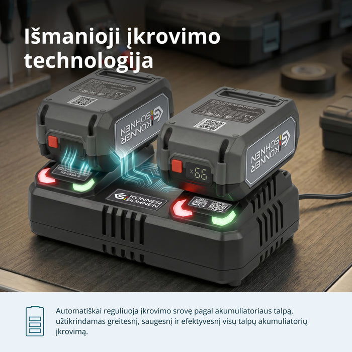 Dvigubas įkroviklis įkraunamoms baterijoms 20V KS C45A-2