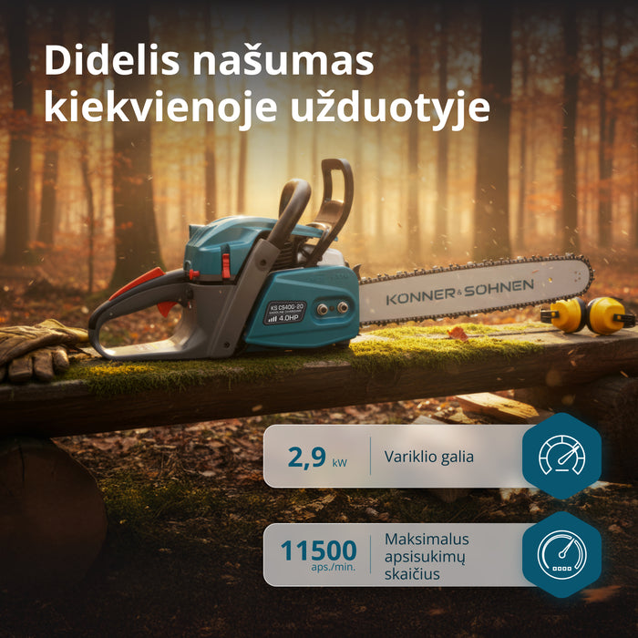 Benzininis grandininis pjūklas KS CS40G-20