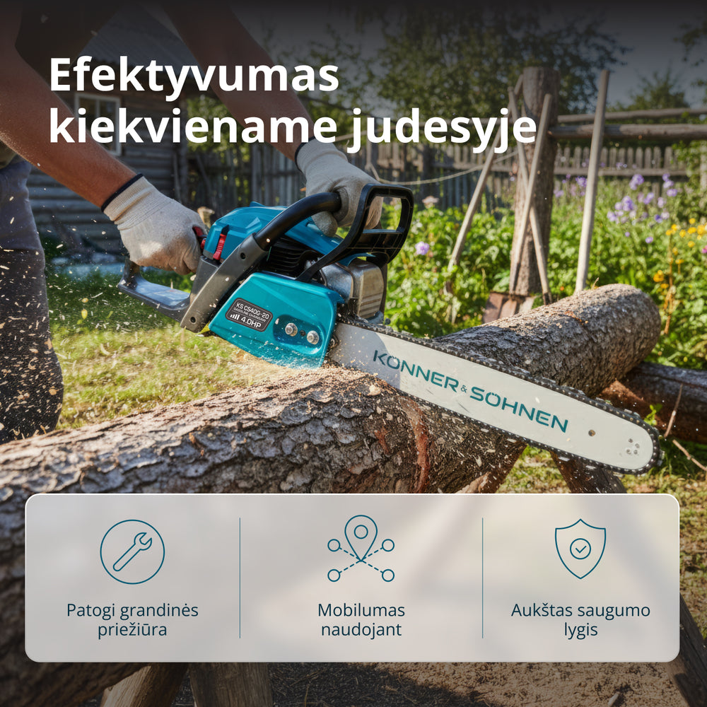 Benzininis grandininis pjūklas KS CS40G-20