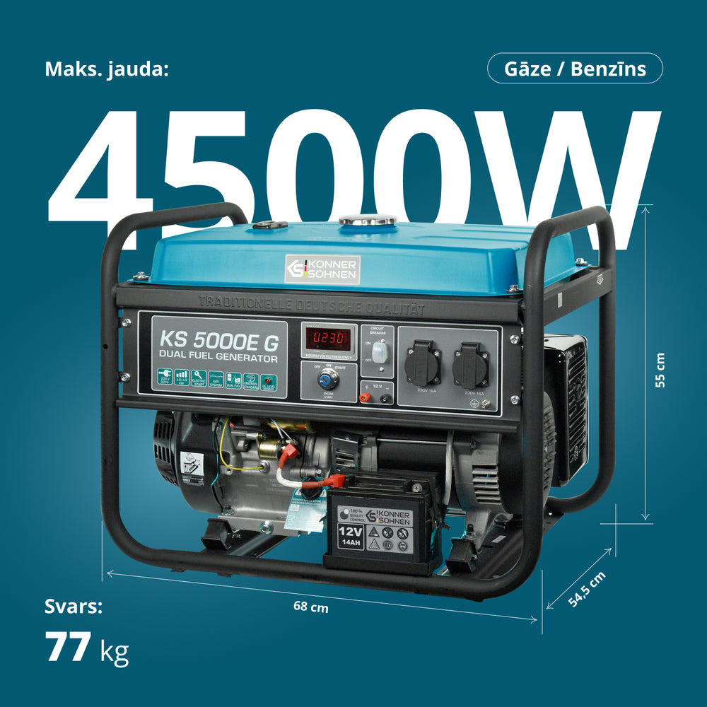 LPG/Benzīna ģenerators "Könner & Söhnen" KS 5000E G