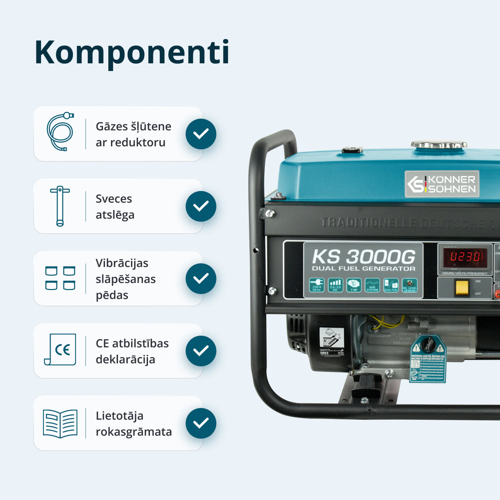 LPG/Benzīna ģenerators "Könner & Söhnen" KS 3000G