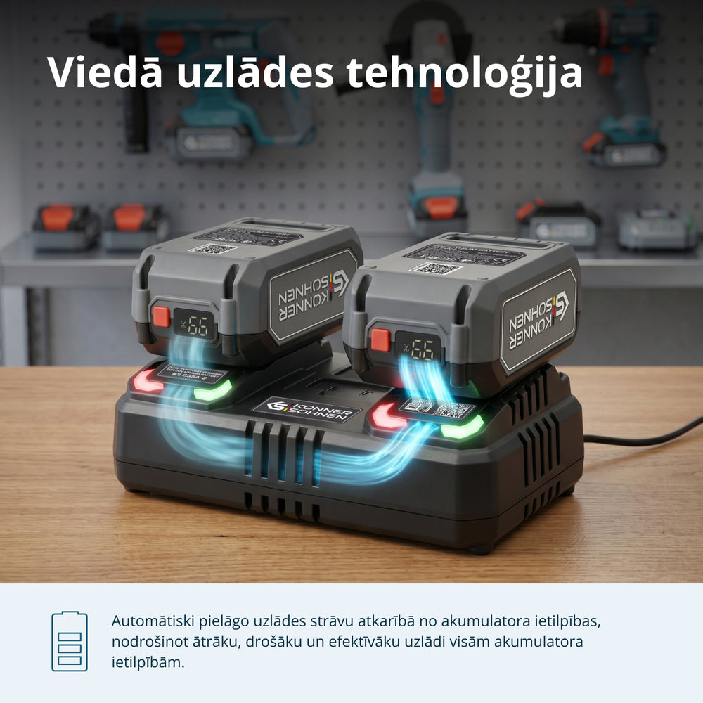 Divu akumulatoru lādētājs 20V uzlādējamām baterijām KS C35A-2