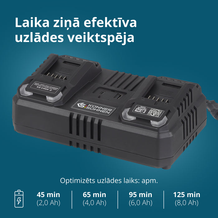 Divu lādētājs uzlādējamām baterijām 20V KS C45A-2