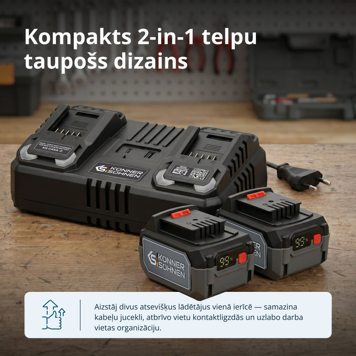Divu lādētājs uzlādējamām baterijām 20V KS C45A-2