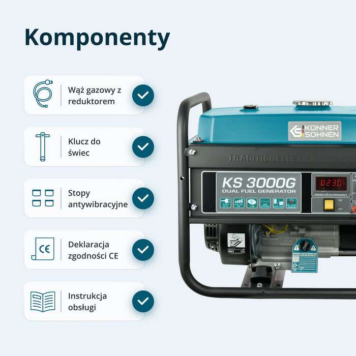 Generator benzynowo-gazowy „Könner & Söhnen” KS 3000G