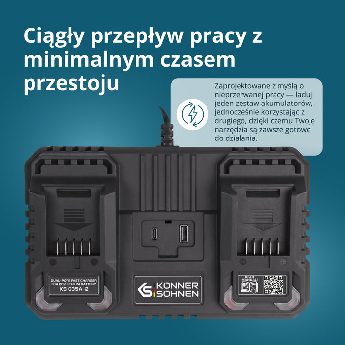 Töltő 20V lítium akkumulátorhoz KS C35A-2