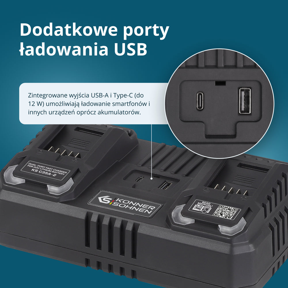 Töltő 20V lítium akkumulátorhoz KS C35A-2